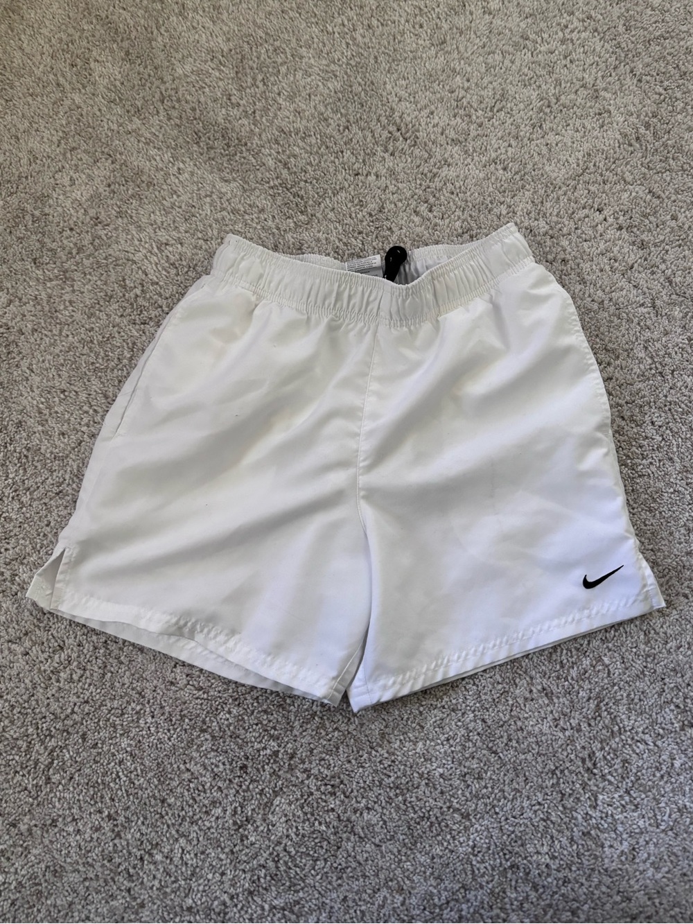 Nike White Athletic Shorts with Black Swoosh Accent